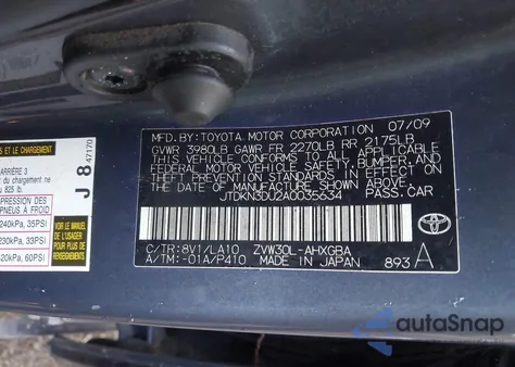 2010 Toyota Prius Iv from USA, damaged, VIN JTDKN3DU2A0035634